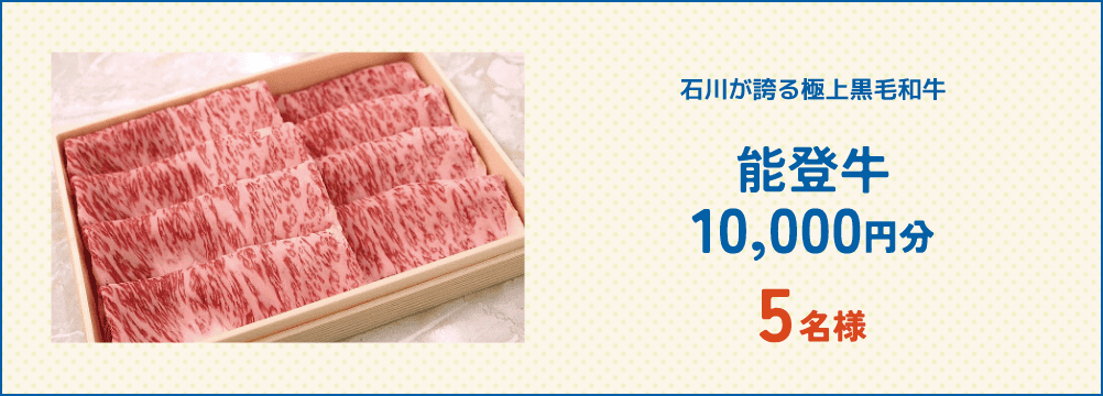 石川が誇る極上黒毛和牛 能登牛10,000円分 5名様